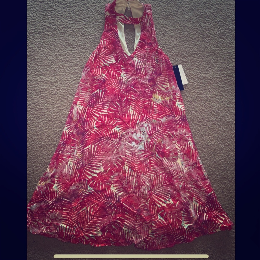 Sleeveless Dress Ivory/Watermelon Color